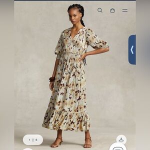 Polo by Ralph Lauren floral pleated satin dress NWT